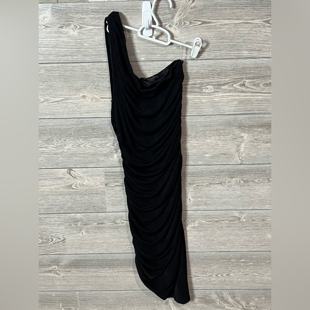 Fiestar One Shoulder Ruched Black Dress Size Medium - Picture 9 of 9